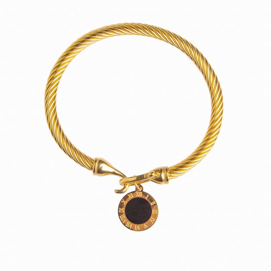 Bangle Onyx Charm Cuff Bracelet 18K Gold Plated in 18K gold-plated – Meiva bracelet