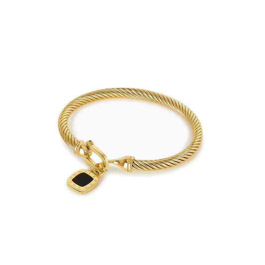Bangle Square Onyx Pendant 18K Gold-Plated Cuff Bracelet in 18K gold-plated – Meiva bracelet