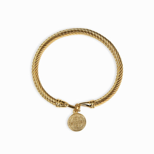 Bangle Saint Benedict Charm Cuff Bracelet 18K Gold Plated in 18K gold-plated – Meiva bracelet