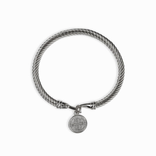 Bangle Saint Benedict Charm Cuff Bracelet Silver – Meiva bracelet