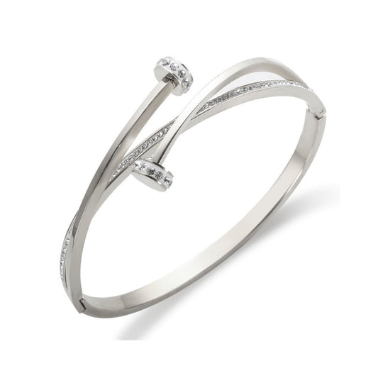 Bangle Cubic Zirconia Nail Cuff Bracelet Silver in zirconia – Meiva bracelet