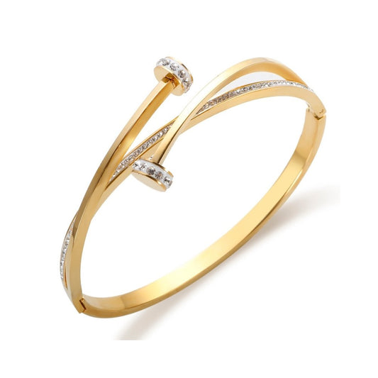 Bangle Cubic Zirconia Nail Cuff Bracelet 18K Gold-Plated in 18K gold-plated, zirconia – Meiva bracelet