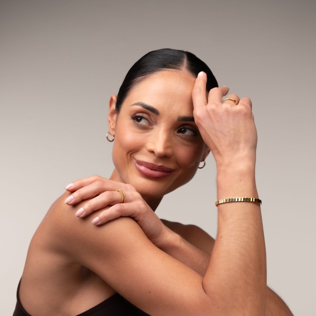 Bangle Ripple Cuff Bracelet 18K Gold-Plated in 18K gold-plated – Meiva bracelet view 10