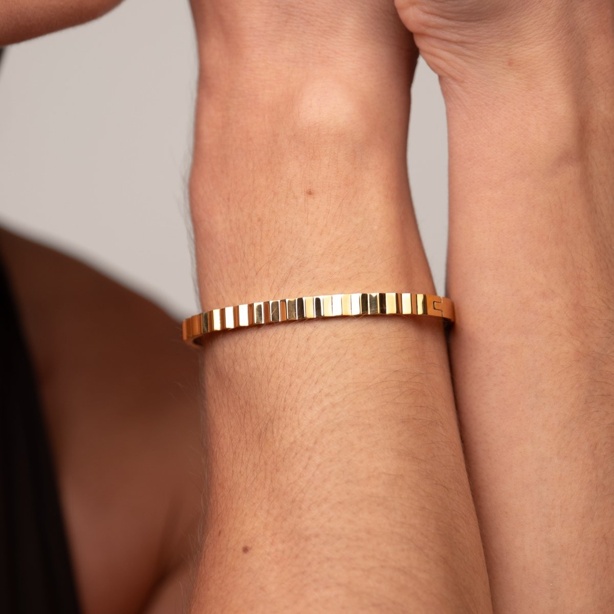 Bangle Ripple Cuff Bracelet 18K Gold-Plated in 18K gold-plated – Meiva bracelet view 6
