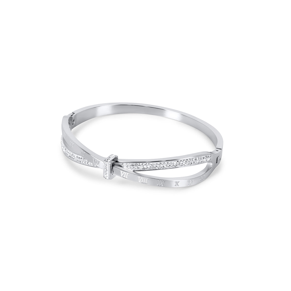 Bangle Roman Cubic Zirconia Cuff Bracelet Silver in zirconia – Meiva bracelet