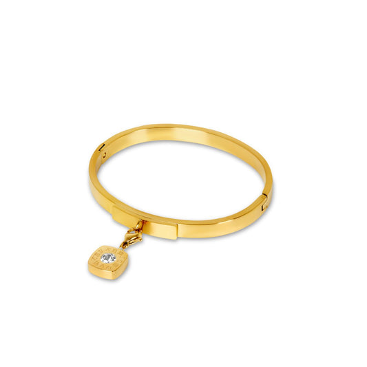 Bangle Square Charm 18K Gold-Plated Cuff Bracelet in 18K gold-plated – Meiva bracelet