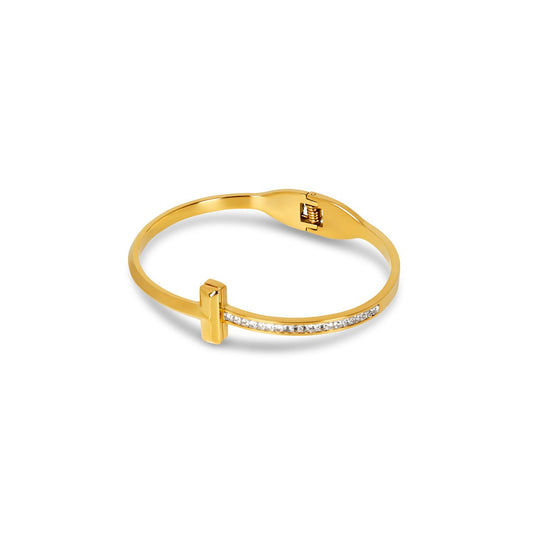 Bangle T-Bar Elegance Cuff Bracelet 18K Gold-Plated in 18K gold-plated – Meiva bracelet