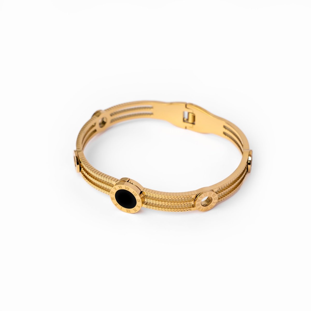 Bangle Triple Onyx Cuff Bracelet 18K Gold Plated in 18K gold-plated – Meiva bracelet