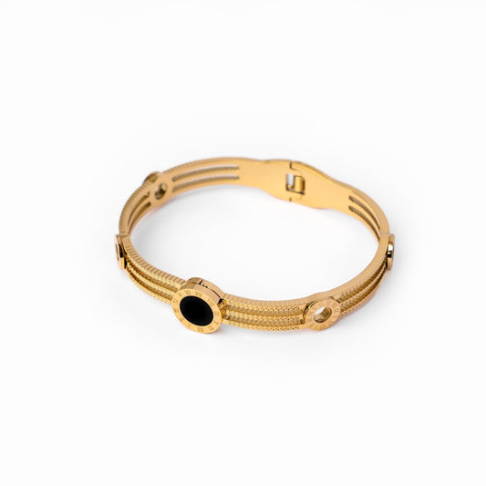 Bangle Triple Onyx Cuff Bracelet 18K Gold Plated in 18K gold-plated – Meiva bracelet