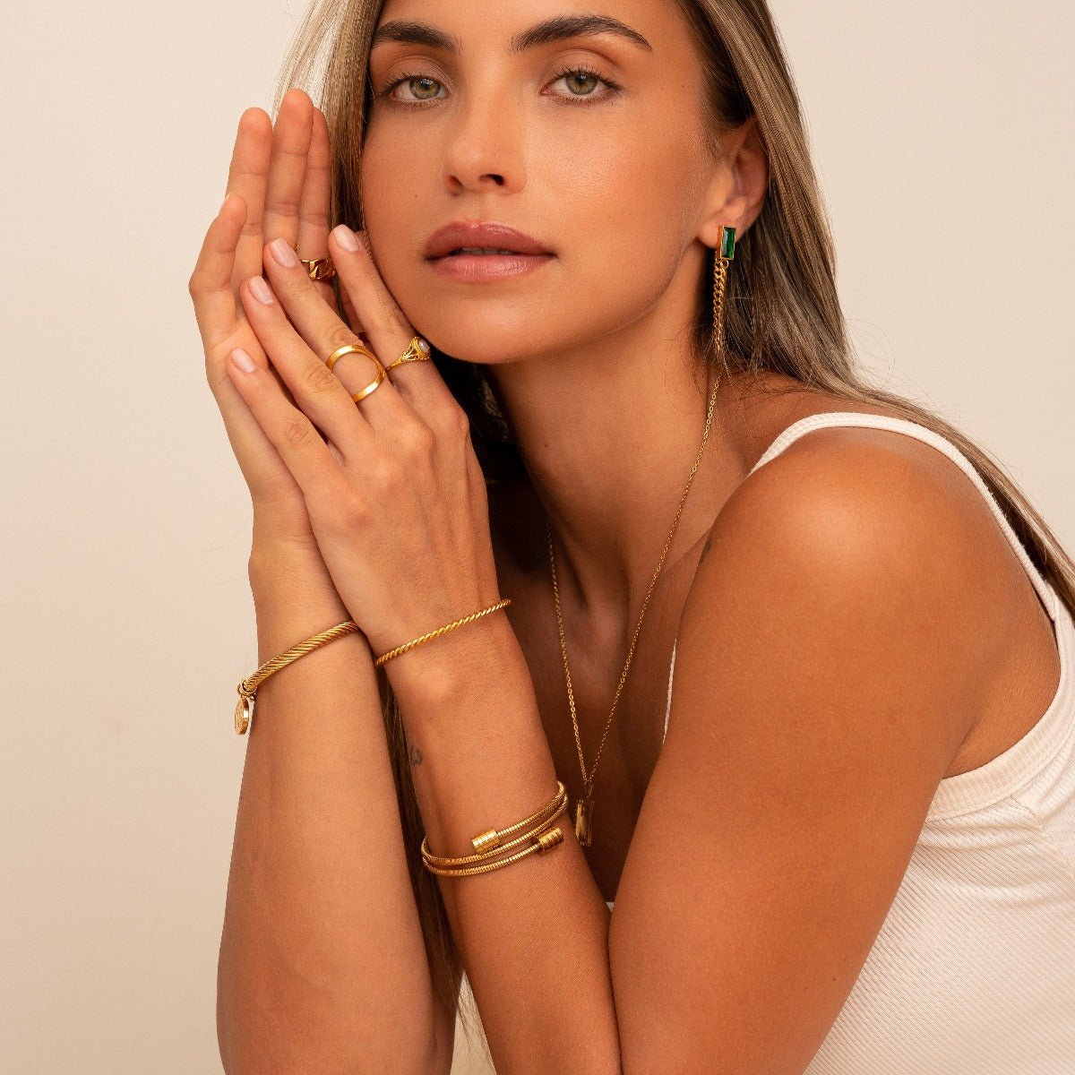 Bangle Twist Cuff Bracelet 18K Gold Plated in 18K gold-plated – Meiva bracelet view 5