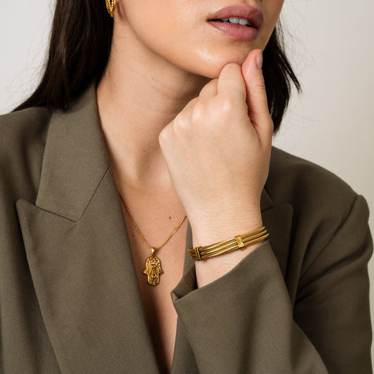 Bangle Wire Cuff Bracelet 18K Gold Plated in 18K gold-plated – Meiva bracelet view 2