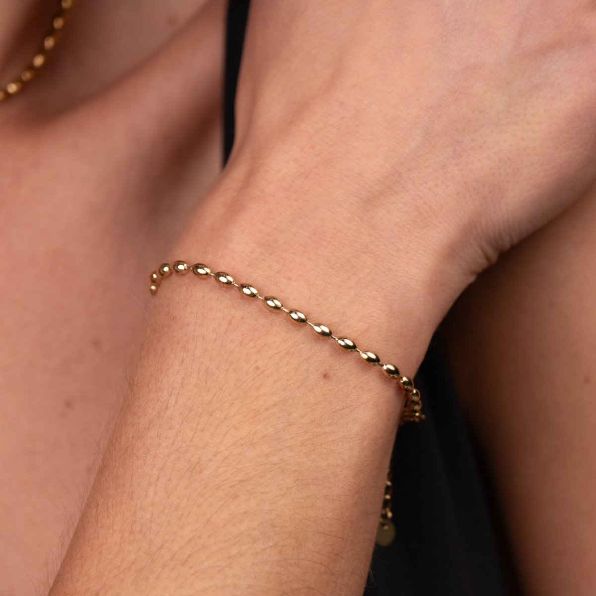 Bracelet Bead Chain 18K Gold Plated in 18K gold-plated – Meiva necklace view 4