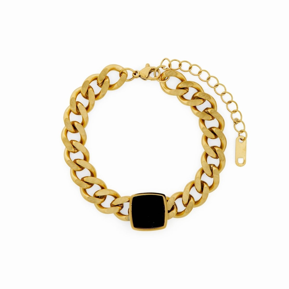 Bracelet Chain with Onyx Pendant 18K Gold-Plated in 18K gold-plated – Meiva necklace