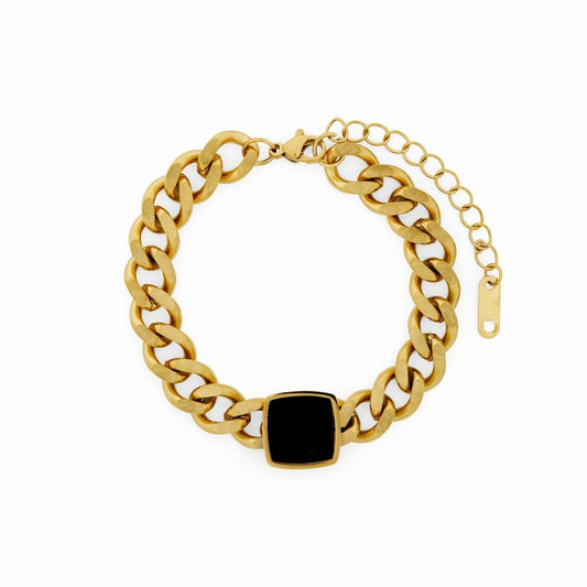 Bracelet Chain with Onyx Pendant 18K Gold-Plated in 18K gold-plated – Meiva necklace