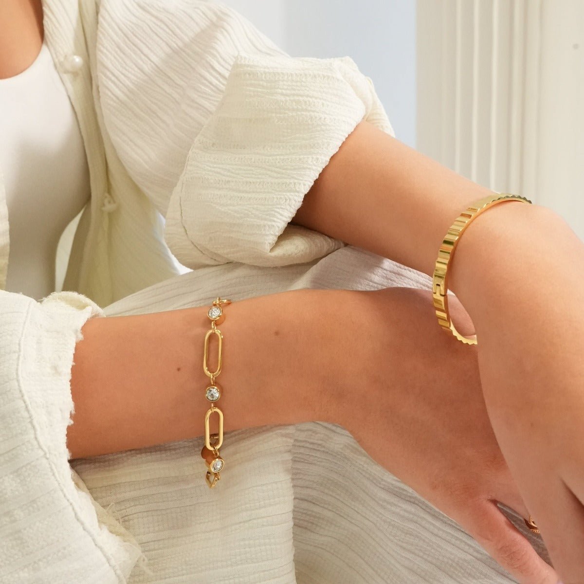Bracelet Crystal Link 18K Gold-Plated in 18K gold-plated, crystal – Meiva bracelet view 2
