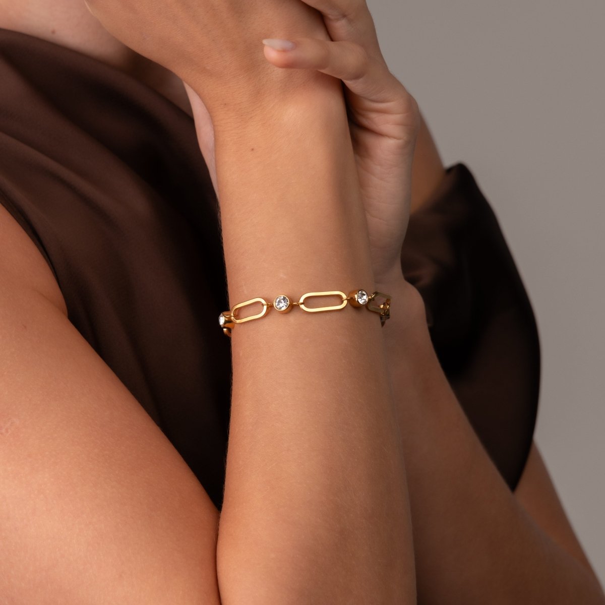 Bracelet Crystal Link 18K Gold-Plated in 18K gold-plated, crystal – Meiva bracelet view 4