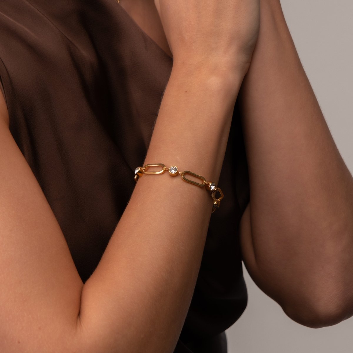 Bracelet Crystal Link 18K Gold-Plated in 18K gold-plated, crystal – Meiva bracelet view 5