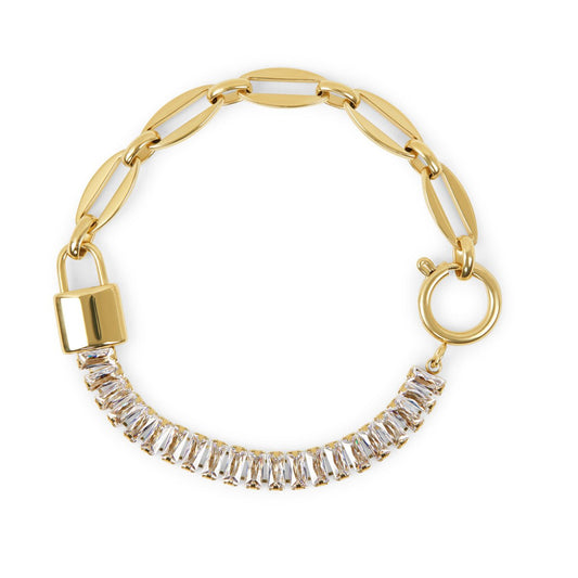 Bracelet Lock Riviera Baguette 18K Gold-Plated in 18K gold-plated – Meiva bracelet