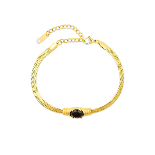 Bracelet Mesh Onyx Stone 18K Gold-Plated in 18K gold-plated – Meiva bracelet