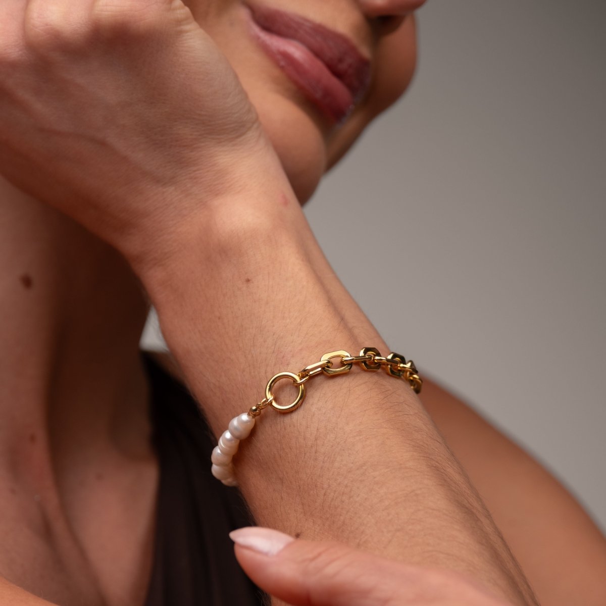 Bracelet Mood Pearl Gold Plated 18K in 18K gold-plated, pearl – Meiva bracelet view 3