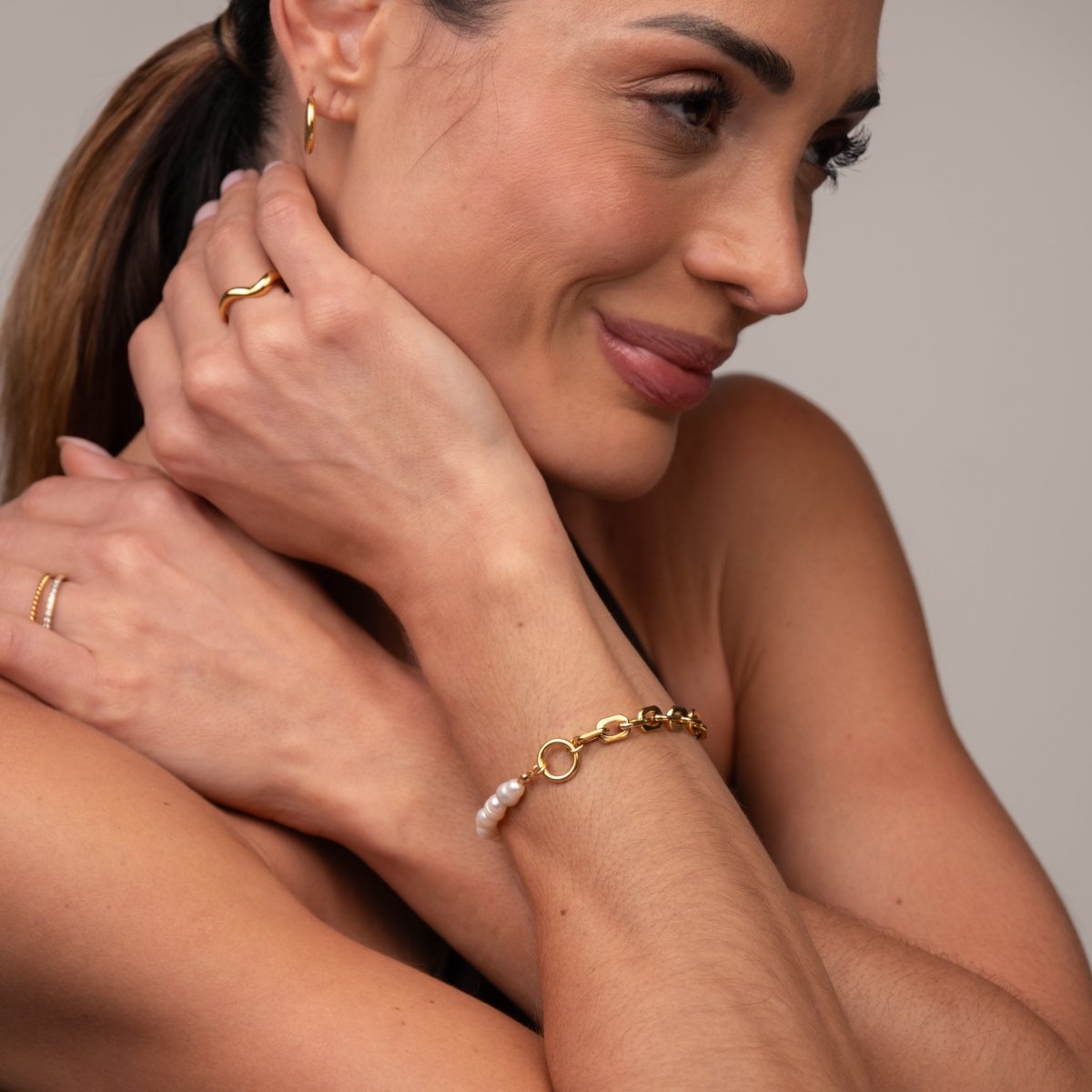 Bracelet Mood Pearl Gold Plated 18K in 18K gold-plated, pearl – Meiva bracelet view 5