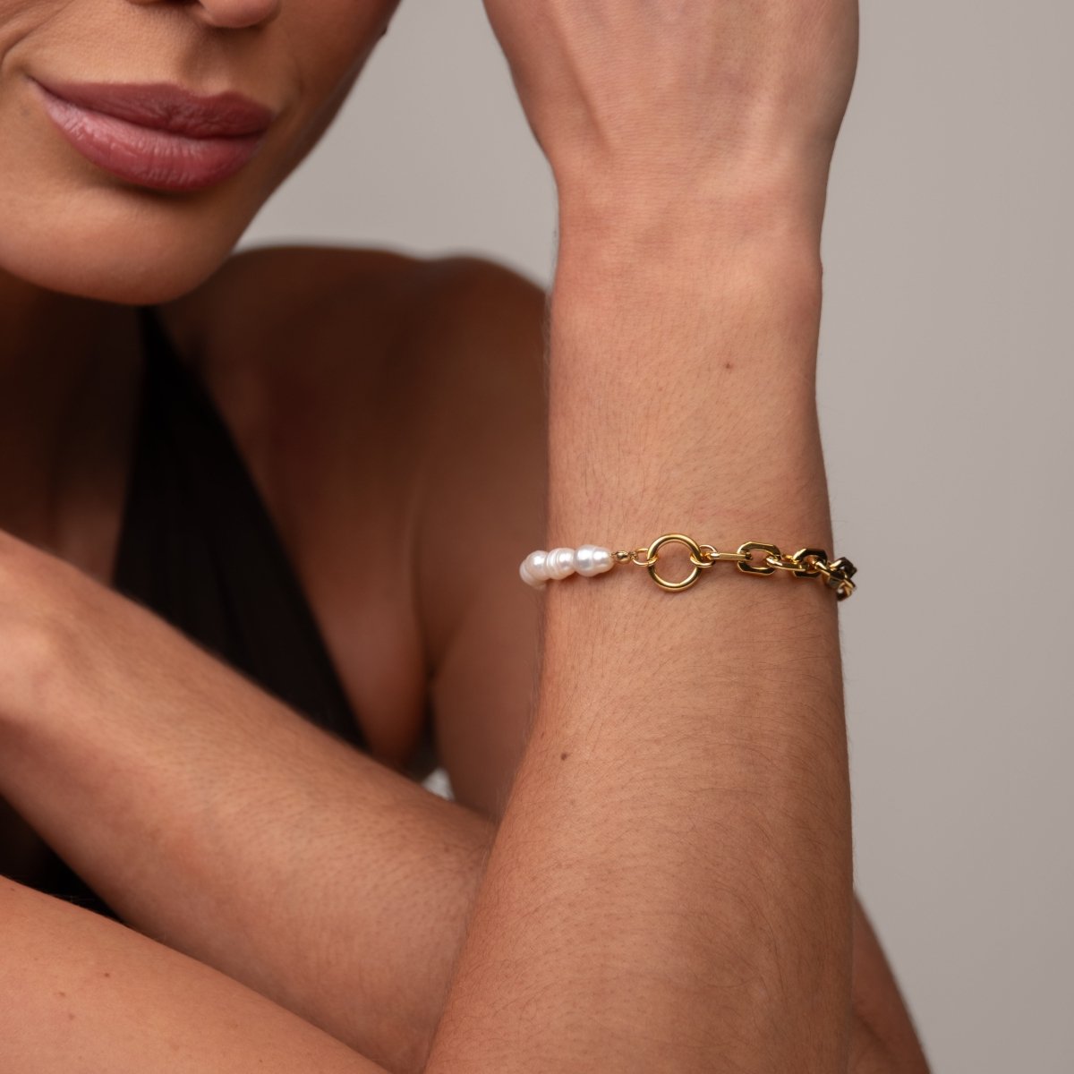 Bracelet Mood Pearl Gold Plated 18K in 18K gold-plated, pearl – Meiva bracelet view 7