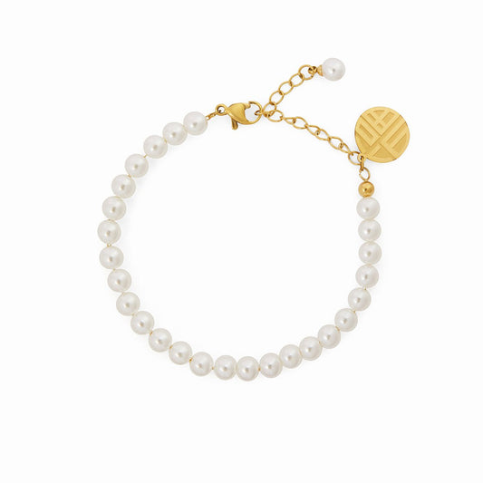 Bracelet Pearl with Charm 18K Gold-Plated in 18K gold-plated, pearl – Meiva bracelet