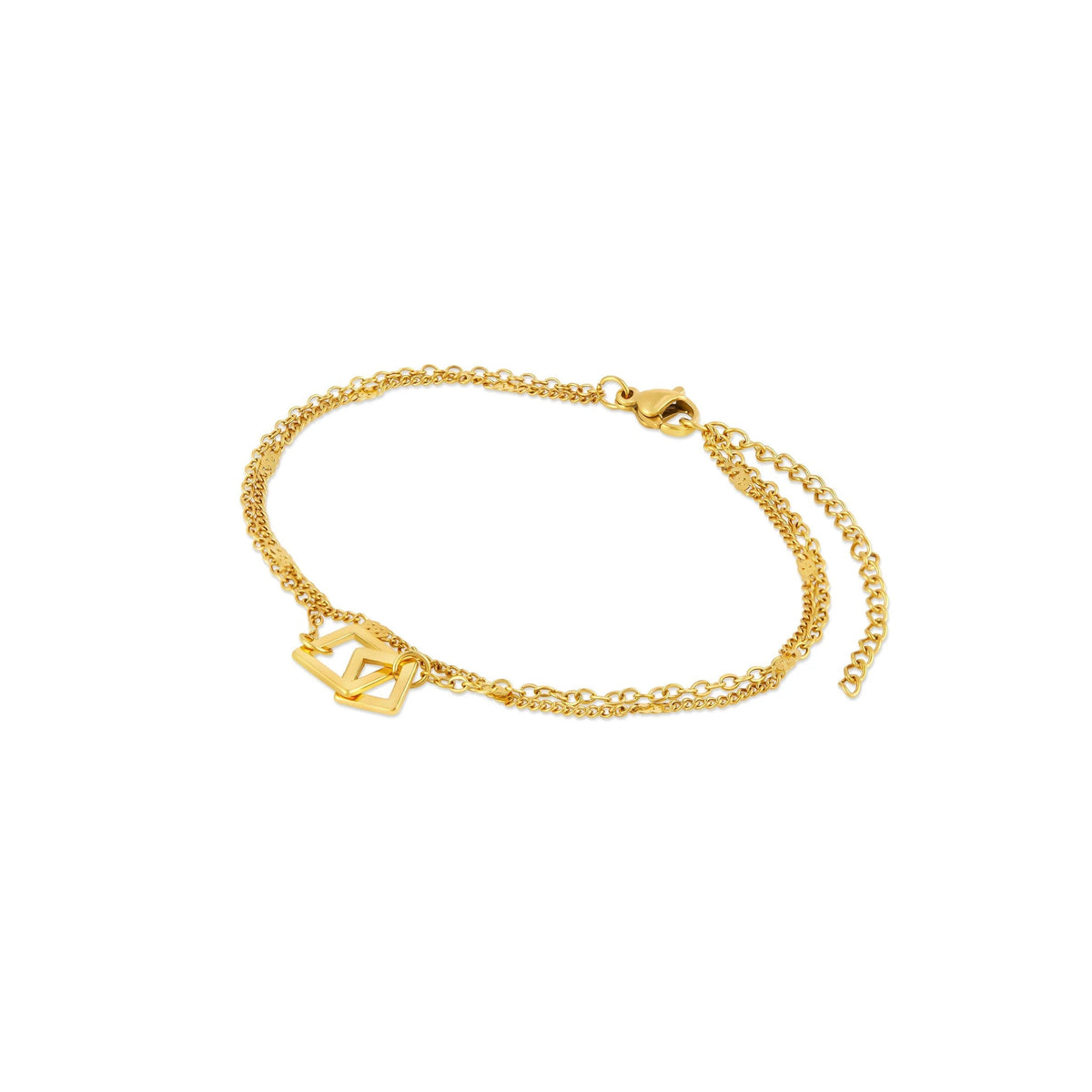 Bracelet Square Link Pendant 18K Gold Plated in 18K gold-plated – Meiva bracelet