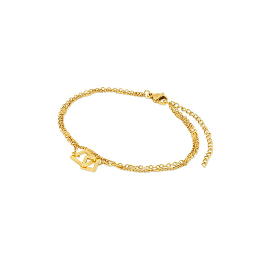 Bracelet Square Link Pendant 18K Gold Plated in 18K gold-plated – Meiva bracelet