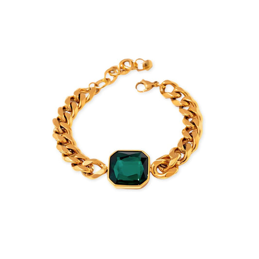Bracelet Rich Emerald Green Stone 18K Gold-Plated in 18K gold-plated – Meiva bracelet