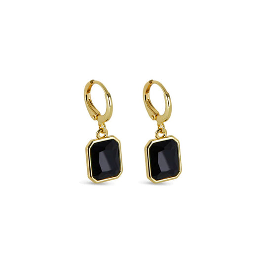 Mini Hoop Earrings Black Crystal Small Hoop 18K Gold-Plated Earring in 18K gold-plated, crystal – Meiva earrings