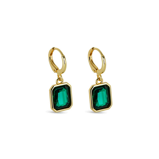 Mini Hoop Earrings Green Crystal Small Hoop 18K Gold-Plated Earring in 18K gold-plated, crystal – Meiva earrings