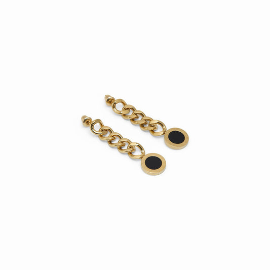 Earrings Glamour Chain with Onyx Stone 18K Gold Plated in 18K gold-plated – Meiva earrings