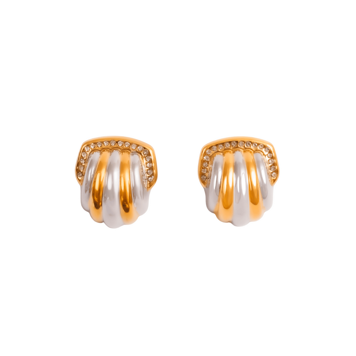 Earrings Dome Crystal Two-Tone Gold and Silver in crystal – Meiva earrings
