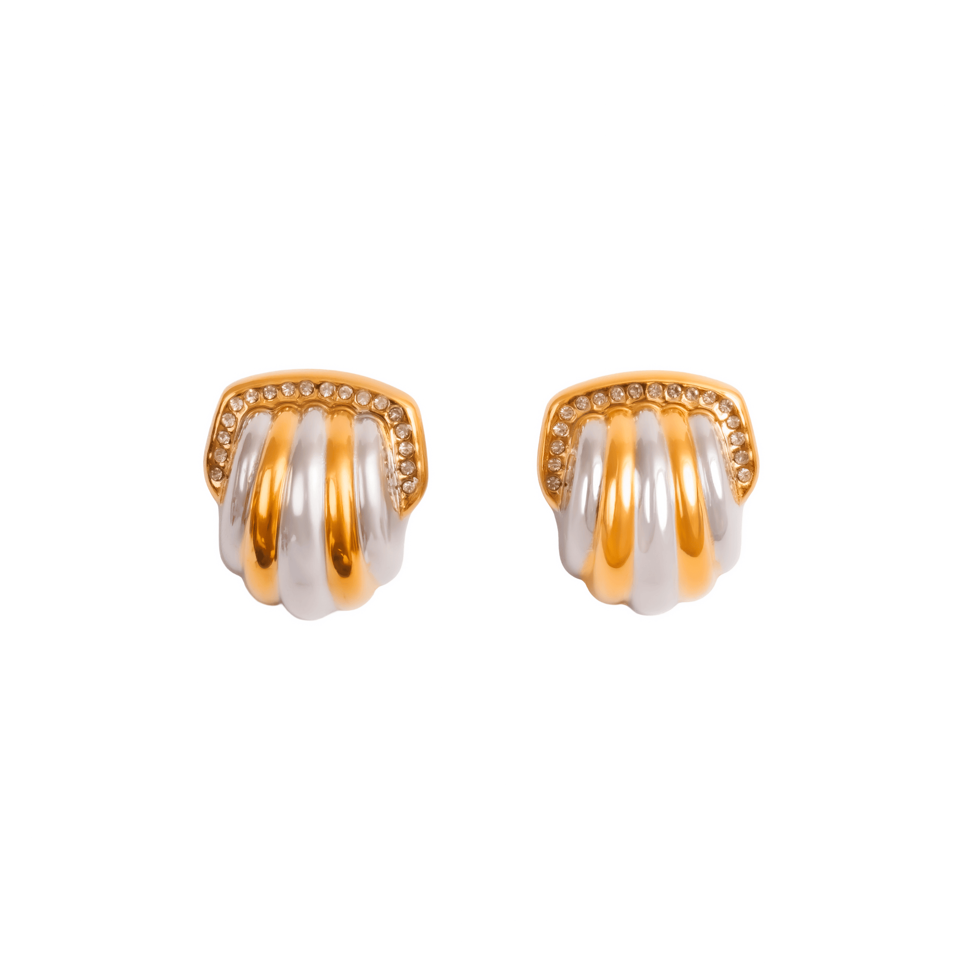 Earrings Dome Crystal Two-Tone Gold and Silver in crystal – Meiva earrings