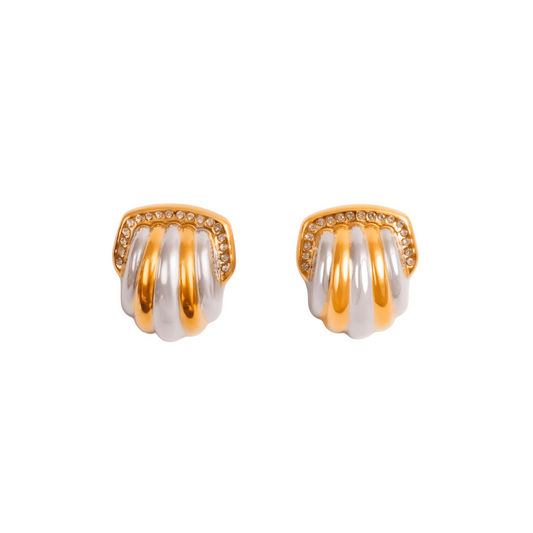 Earrings Dome Crystal Two-Tone Gold and Silver in crystal – Meiva earrings