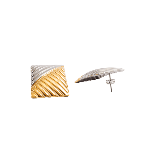 Earrings Dual Square Two-Tone Gold and Silver – Meiva earrings