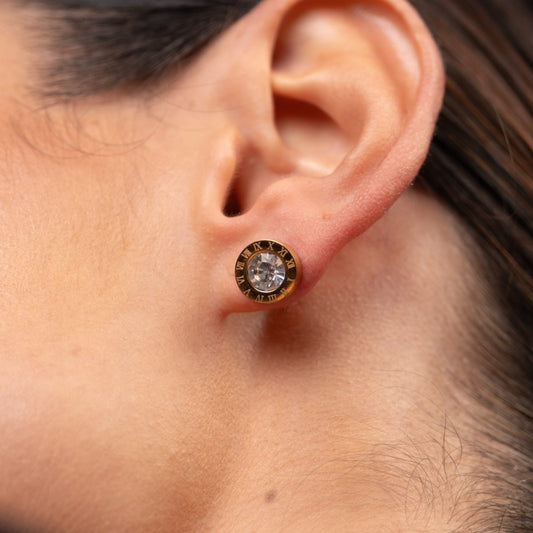 Earrings Encanto Crystal Stone 18K Gold-Plated in 18K gold-plated, crystal – Meiva earrings view 2