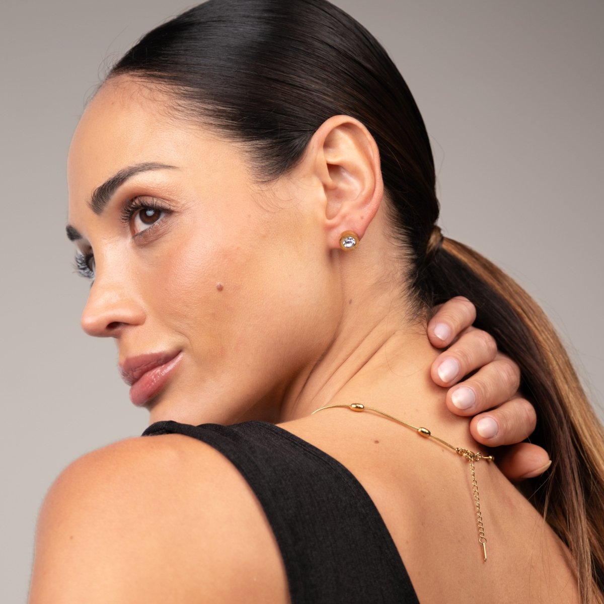 Earrings Encanto Crystal Stone 18K Gold-Plated in 18K gold-plated, crystal – Meiva earrings view 4