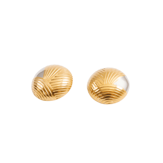 Earrings Textured Sphere Two-Tone Gold and Silver – Meiva earrings