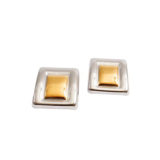 Earrings Geometric Two-Tone Gold and Silver – Meiva earrings