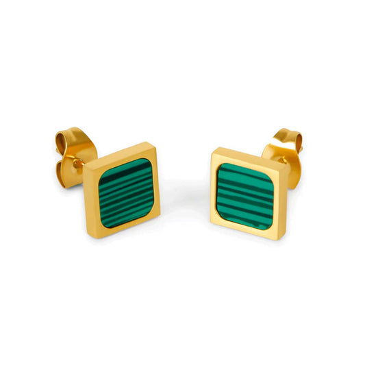 Earrings Green Stone Geometric 18K Gold-Plated Earring in 18K gold-plated – Meiva earrings