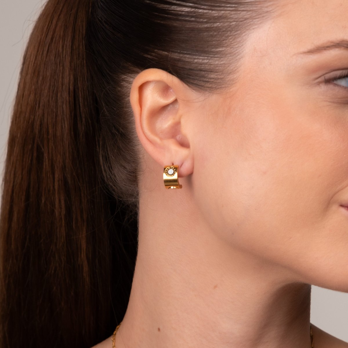 Earrings Roman Numeral Rotating 18K Gold-Plated Earring in 18K gold-plated – Meiva earrings view 5