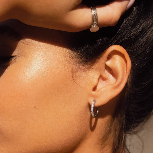 Hoop Earrings Arielle Hoop Earrings Silver – Meiva earrings view 2