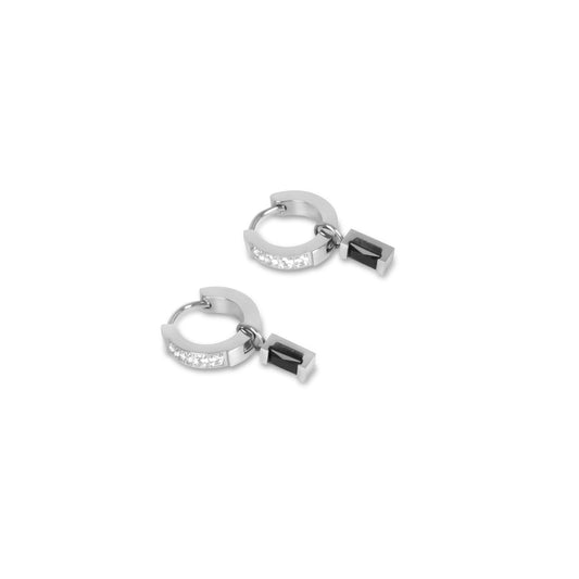 Hoop Earrings Silver Black Diamond Hoop Earrings – Meiva earrings
