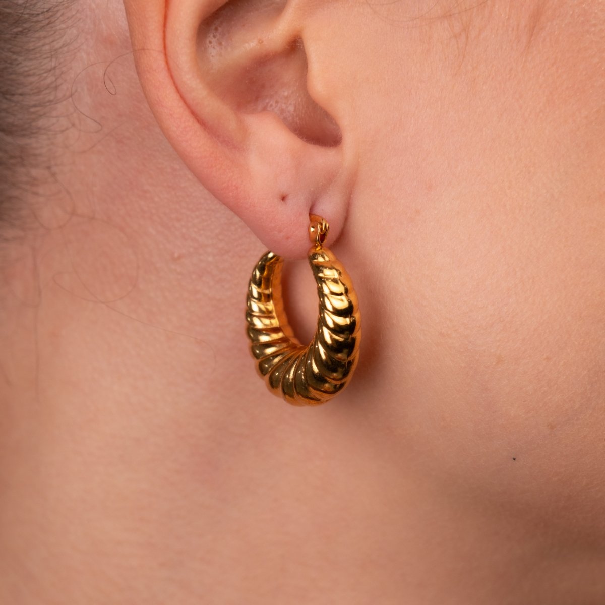 Hoop Earrings Croissant Hoop Earrings 18K Gold-Plated in 18K gold-plated – Meiva earrings view 2
