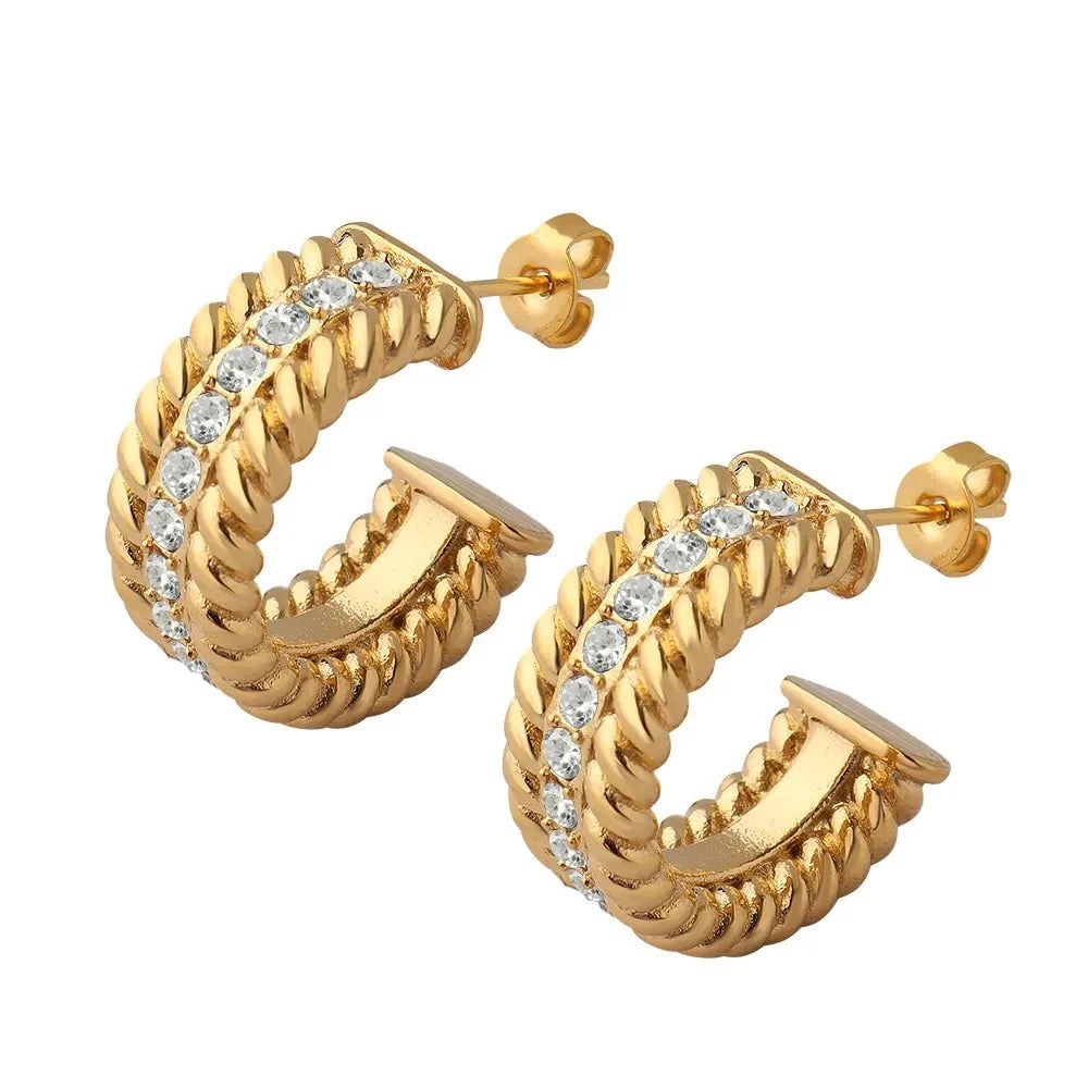Hoop Earrings Date Hoop Earring Gold Plated 18K in 18K gold-plated – Meiva earrings view 3