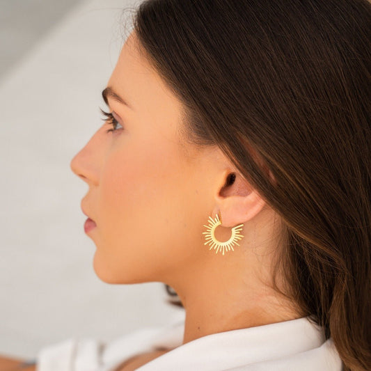 Hoop Earrings Spike Hoop Earrings 18K Gold-Plated in 18K gold-plated – Meiva earrings view 2