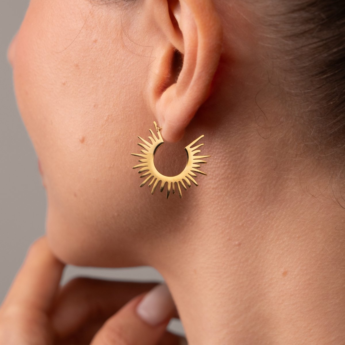 Hoop Earrings Spike Hoop Earrings 18K Gold-Plated in 18K gold-plated – Meiva earrings view 5