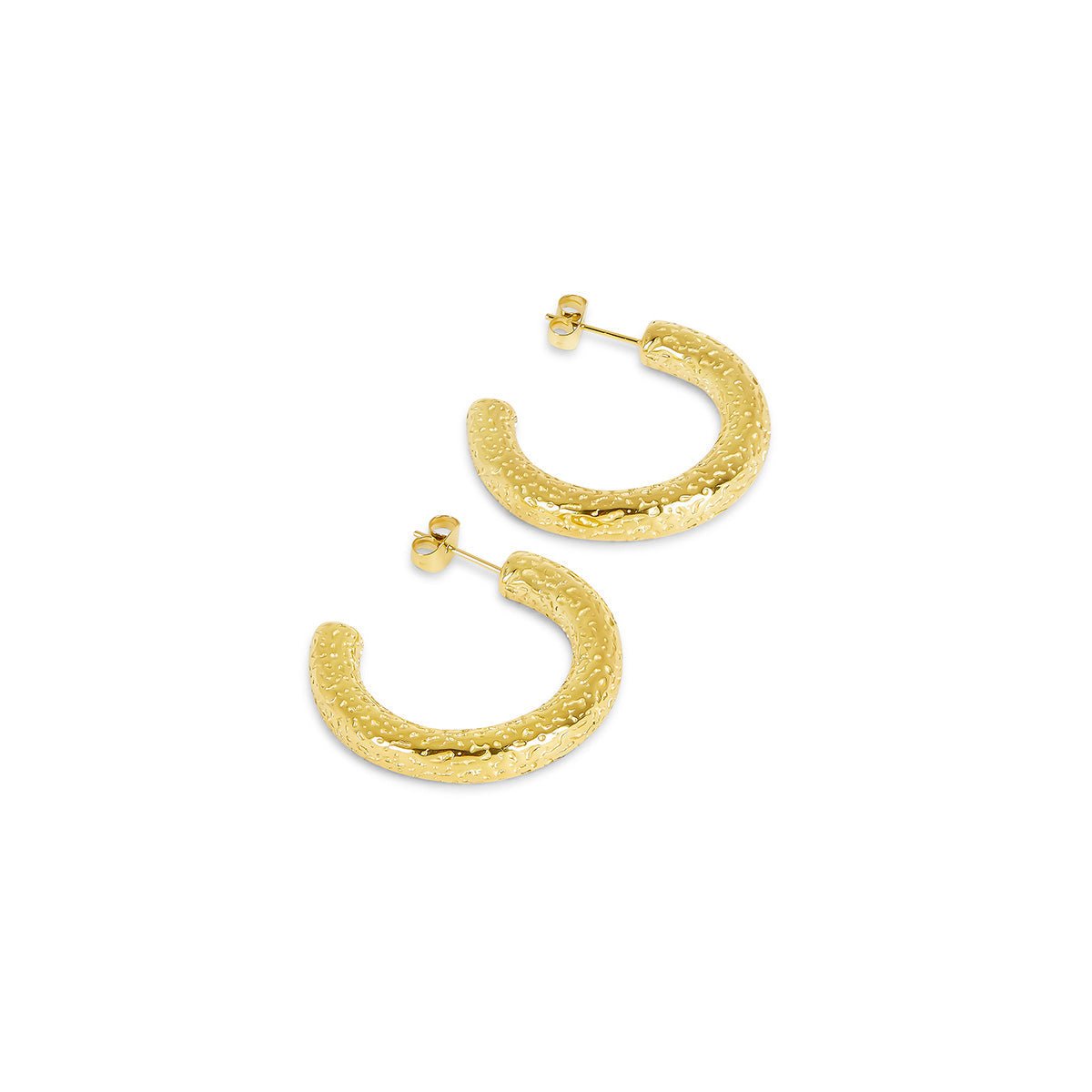 Hoop Earrings Textured Hoop Earring Gold Plated 18K in 18K gold-plated – Meiva earrings